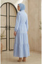 Hakim Collar Buttoned Layered Modest Dress 0336-06 Baby Blue - 5