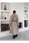 Women's Long Cashmere Coat with a Wrap-Style Collar and Belt Detail (Premium) - 3