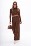 Women's Knitwear Crop Two-Piece Set with Knitted Pants Cty-Şml-265002 - 3