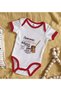 Bk Kids Red Baby Bodysuit with the Design "My Mom Needs Coffee" - Size 1, 12-18 Months. - 2
