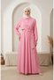 Half-Buttoned Dress with Elastic Waistband 0319-04 Pink