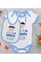 BK Kids Blue Baby Bodysuit and Bib Gift Set with Circumcision Design—6 Pieces, 3–6 Months