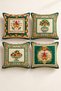 Set of 4 Vintage Garden Green-Framed Vintage Floral Cushion Covers, Double-Sided Print, 43X43 Cm.