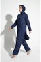 Shirt Collar Buttoned Hijab Two-Piece Set 2303-02 Navy Blue - 2
