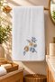 100% Cotton, Colorful Floral Bouquet Embroidered Face Towel, 50X90 Cm, Soft Texture, White. - 2