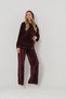 Maternity Hooded Kangaroo Pocket Loose-Fit Velvet Set with Adjustable Waist, Burgundy. - 6