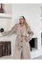 Women's Long Cashmere Coat with a Wrap-Style Collar and Belt Detail (Premium) - 6