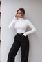 Oysho Model, High-Neck, Finger-Hole Detail, Modal Women's Blouse.
