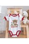 BK Kids Cute Bear-Printed Red Baby Bodysuit and Bib Gift Set-1, 0–3 Months - 4
