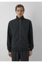 M0S20121 Black Logo Printed Zippered Men's Sweatshirt, Smoke Gray. - 4