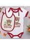 BK Kids Cute Bear-Printed Red Baby Bodysuit and Bib Gift Set-1, 0–3 Months