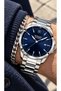 Classic Model Men's Watch - Silver Color, Navy Blue Dial, Presented in a Stylish Gift Box + Chain Bracelet.