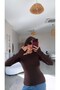 Brown Imported Fabric Fingerless Bodysuit - 2