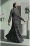 Hakim yaka polka dot modest dress 0288-03 black - 3