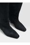 Black Suede (Annie) Flat Boots with a Pointed Toe, Below-The-Knee Length, and Fur Lining. - 7
