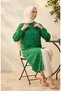 Button-Down Tunic with Shirt Collar and Daisy Print 0355-11 Emerald Green - 2
