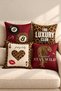 Set of 4 Burgundy Club Throw Pillow Covers with Leopard and Retro Print, Double-Sided, 43X43 Cm. - 2