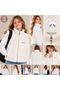 Girls' and Boys' Ecru Plush Vest with Zipper, Rabbit Embroidery, Mock Neck, Sleeveless Top, Ages 8–13, White - 7