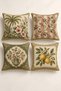 Set of 4 Botanical Stories Vintage Green Botanical Garden Pillow Covers, Double-Sided Print, 43X43 Cm.