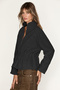 Arbour women's black fleece sweatshirt with drawstring detail and zipper - 3