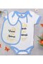 Bk Kids Yesun Oni Annesi Designed Blue Baby Bodysuit and Bib Gift Set - 1, 12-18 Months.