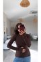 Brown Imported Fabric Fingerless Bodysuit