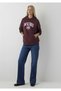 M1S20141 Women's Sweatshirt with Jeans Logo Print, Burgundy - 2