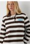 Manhattan Printed Striped Brown Women's Polo Shirt 1620063-91585 - 3