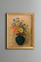 Flowers in a Black Vase - Vintage Patterned Painting - Slim Frame