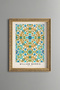 Yellow Floral Blue Pattern - Vintage Patterned Painting - Slim Model