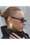 Brand Model Gold Frame Cream Color Earrings Large Earrings