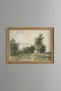 Rural Landscape - Vintage Patterned Painting - Slim Frame