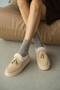 Aisla Genuine Leather Accessory-Detailed Plush-Lined Women's Slippers - Beige Suede - 3