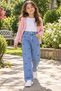 Girls' Comfortable, Loose-Fit Denim Jeans with a Butterfly Print.