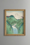 Waterfall and Mount Fuji - Vintage Patterned Painting - Slim Model