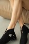 Kessia Genuine Leather Women's Boots with a Pointed Toe and Side Zipper - Black Suede - 2