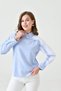 Women's Special Design Collar Cuffed Striped Paneled Modest Blouse Shirt - 6