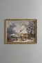 Winter Landscape with Human Figures - Vintage Patterned Painting - Slim Frame