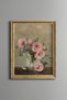 Pink Rose Branch - Vintage Patterned Painting - Slim Model