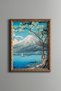 Mount Fuji from Lake Yamanaka - Vintage Patterned Painting - Slim Frame