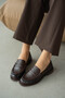 Lurein Women's Loafer with Ruffled Detail and Lightly Thick Heel - Brown - 2