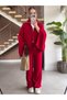 Butterfly Collar Zipper Tricot Pants Suit - 4
