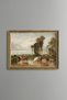 Cows on the Village Road - Vintage Patterned Painting - Slim Frame