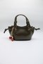 Women's Khaki Crisscross Straps Crossbody Handbag and Shoulder Bag with Knot Detail and Cherry Charm Accessory - 3