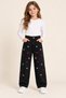 Trendy Girls' Black Printed Denim Jeans.