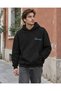 Black Van Gogh Starry Night Framed Embroidered Oversized Hoodie Sweatshirt - 5