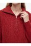 Regular Fit Hair Braid Textured Long Sleeve Half Zip Knitwear Sweater - 5