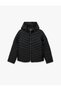 Quilted Padded Jacket with Zippered Hood and Pockets - 5