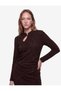 Slim Fit Mandarin Collar Draped Textured Long Sleeve Maxi Dress - 3