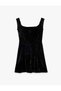 Velvet Mini Dress, Square Neckline, Sleeveless, Slim Fit. - 2